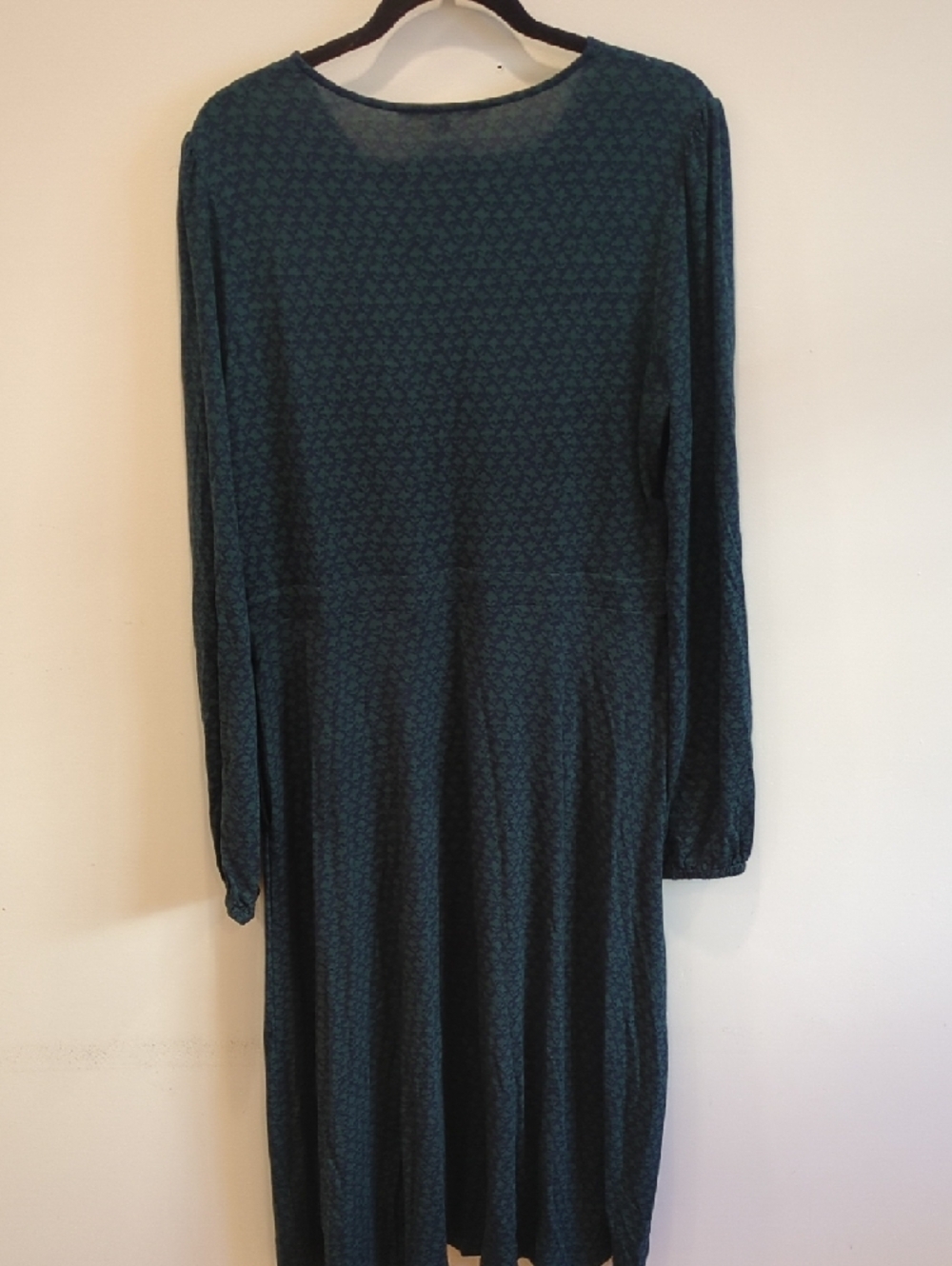 Boden Navy and Teal Long-Sleeve Midi Jersey Dress US Size 12 Classic Preppy Boho - Picture 8 of 8